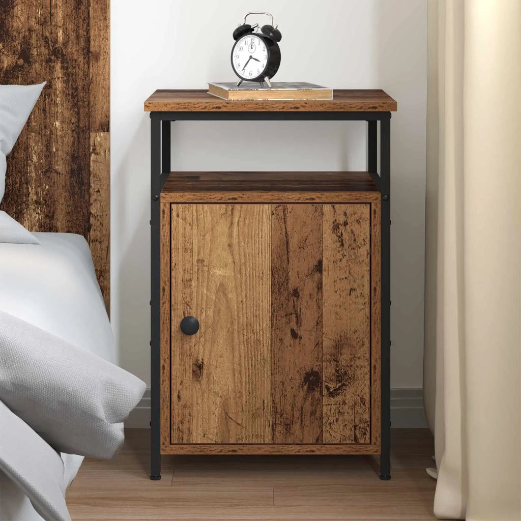 Comodino | Armadio da Notte | Mobiletto da notte con cassetto Legno antico Legno multistrato