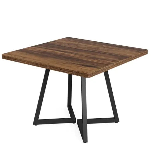 Tavolo da pranzo quadrato 80 cm in MDF e metallo; stile industriale; marrone rustico e nero