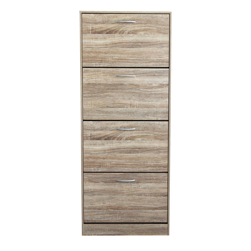 Scarpiera Salvaspazio 4 Ante a Ribalta 60x24x150h cm Legno Rovere Marrone - Mobile Ingresso LOLA