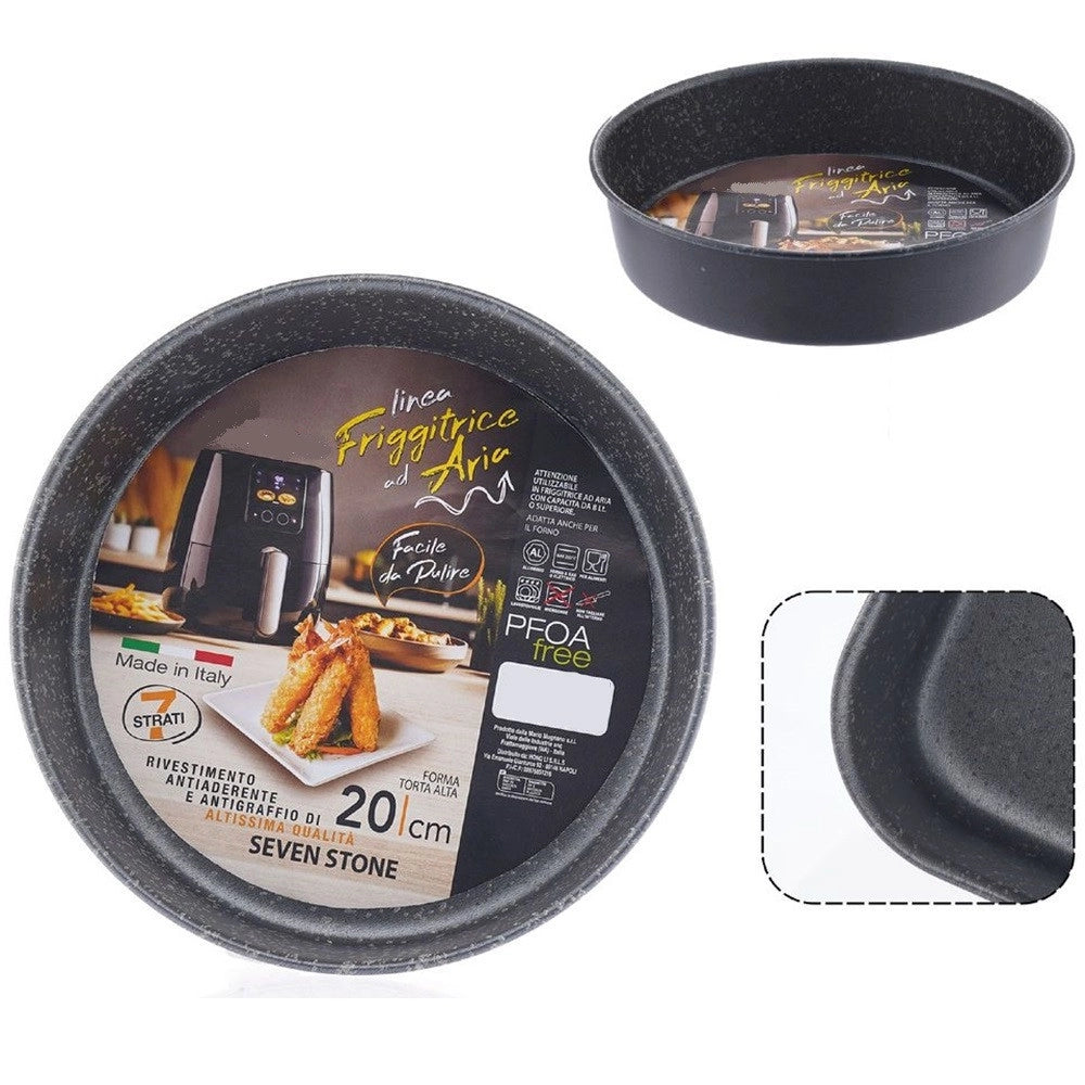 Trade Shop - Teglia Rotonda Forma Torta Alta 20cm Per Friggitrice Ad Aria Forno Antiaderente 054088 -
