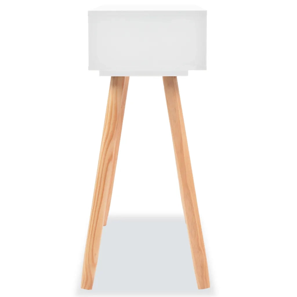 Tavolo Consolle in Legno di Pino Massello 80x30x72 cm Bianco
