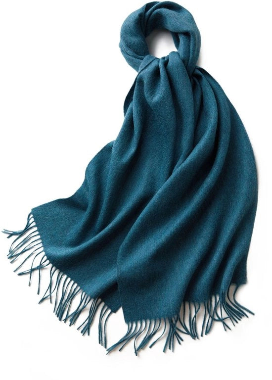 Sala da inverno comoda e calda, scialle lungo per donna con ciuffi di cotone, soffice come il cashmere, 32*180cm, azzurro chiaro