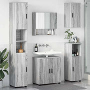 Set di mobili per il bagno con porta 5 pcs Grigio Sonoma 3392989