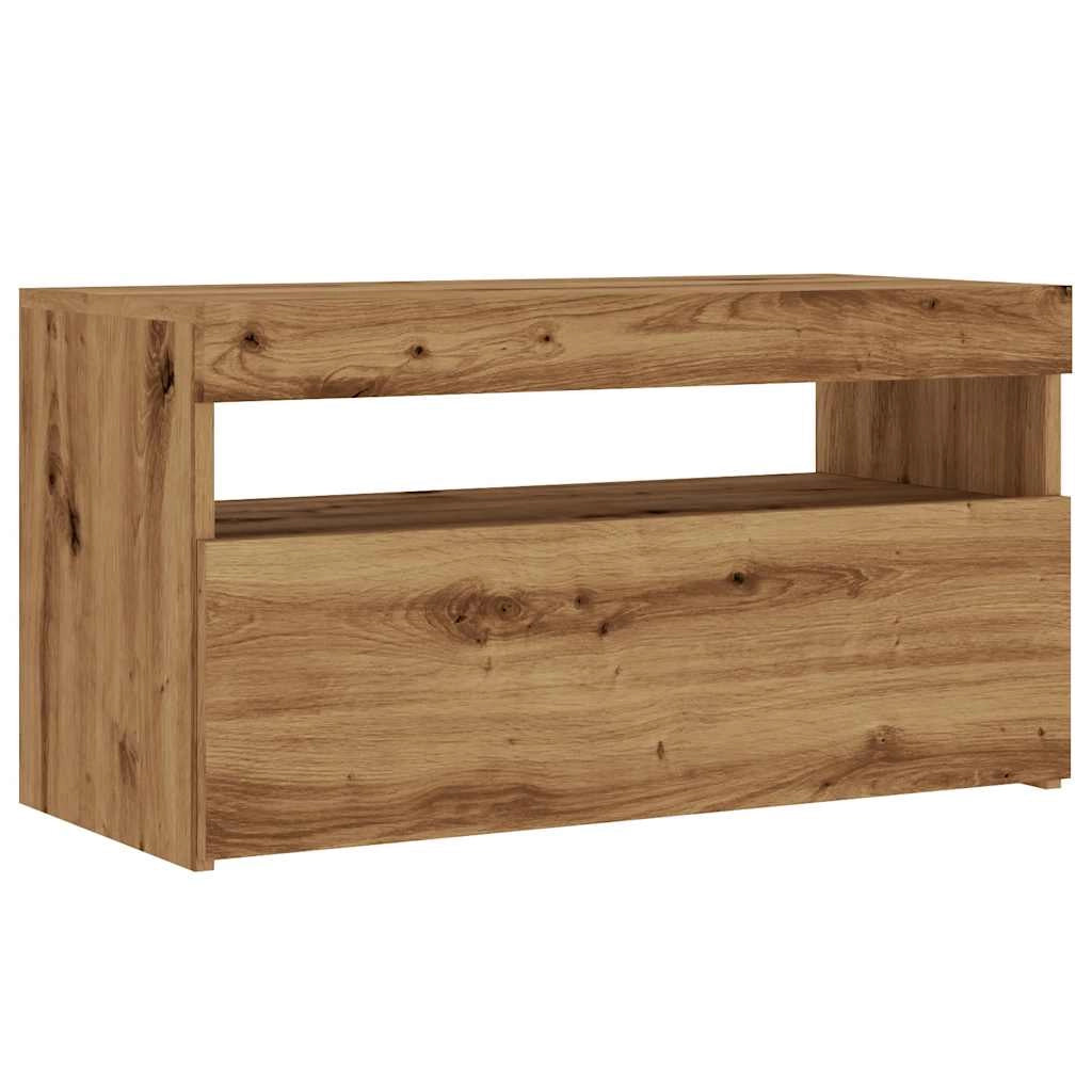 Mobile TV multimediale scaffale TV credenza mobile TV sala da pranzo soggiorno camera da letto con luci LED rovere lavorato a mano legno marrone ingegnerizzato 02_0026708