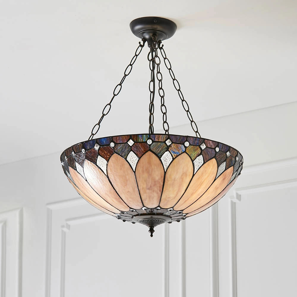 Lampadario Tiffany Brooklyn vetro multicolore 3xE27 60W