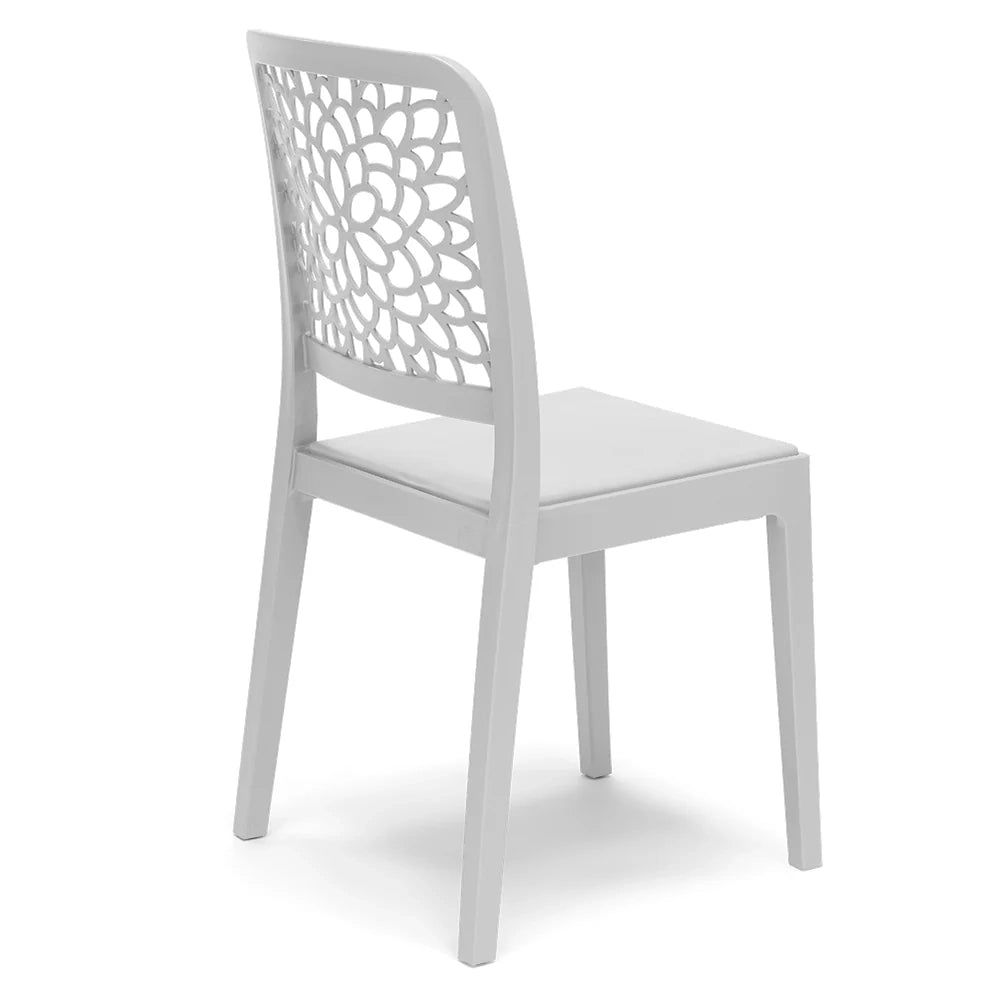 Sedia in polipropilene TICHE, impilabile, resistente ai raggi UV, design moderno, ideale per sala da pranzo, cucina, sala d’attesa, bar, ristoranti o giardino, colore Bianco