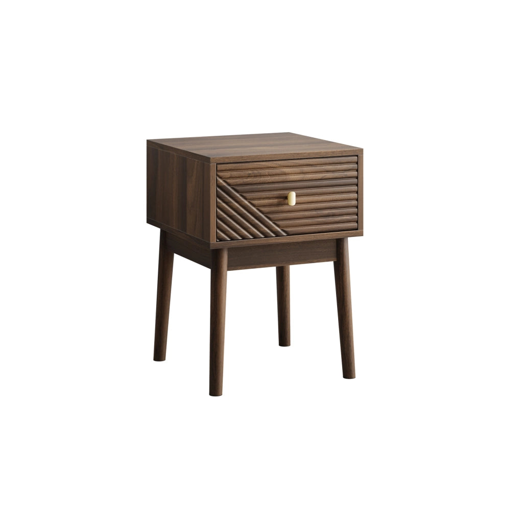 Comodino moderno a 2 cassetti color noce 40x40x55 cm
