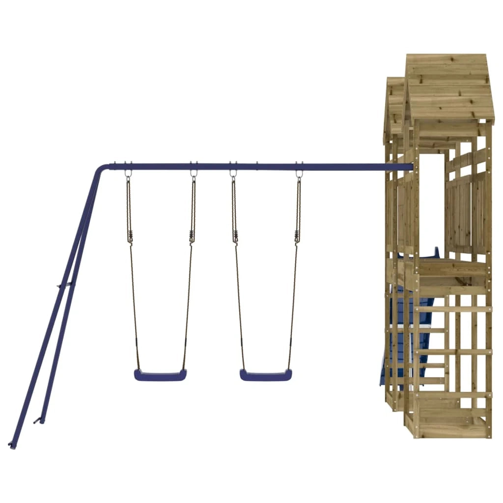 Altalene per parco giochi all'aperto scivolo altalene robuste giochi da giardino 315 x 558 x 264 cm legno di pino impregnato 02_0004701