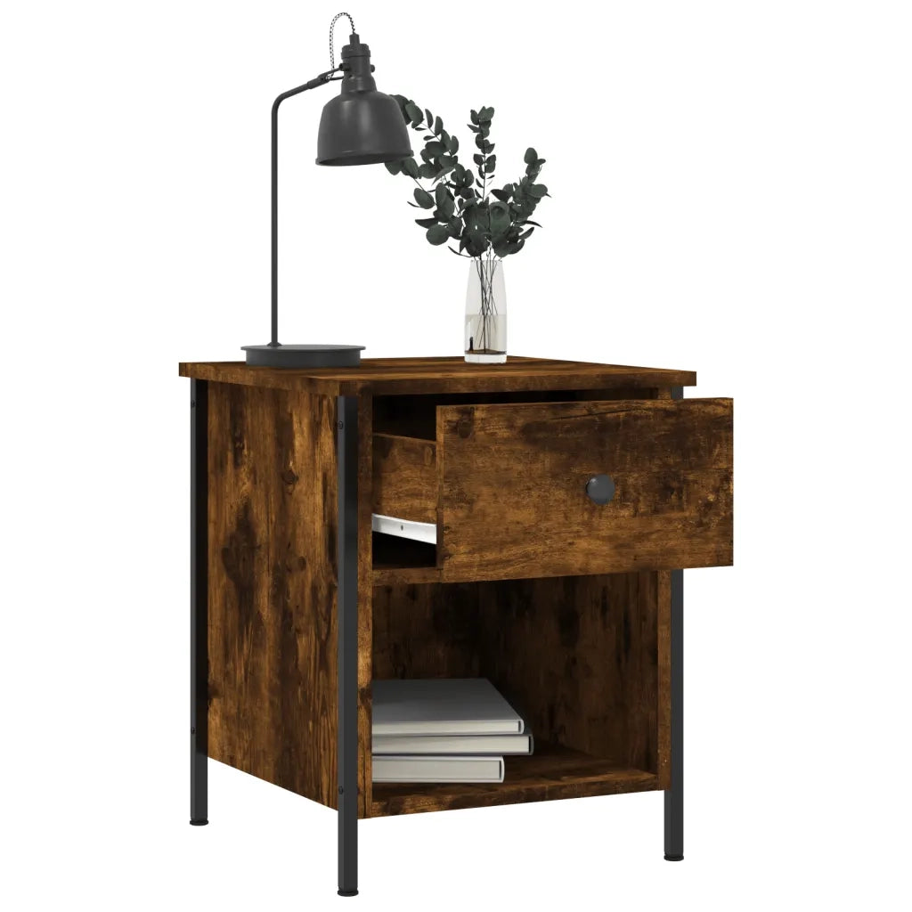 Comodini 2 pz Rovere Fumo 40x42x50 cm in Legno Multistrato 825938