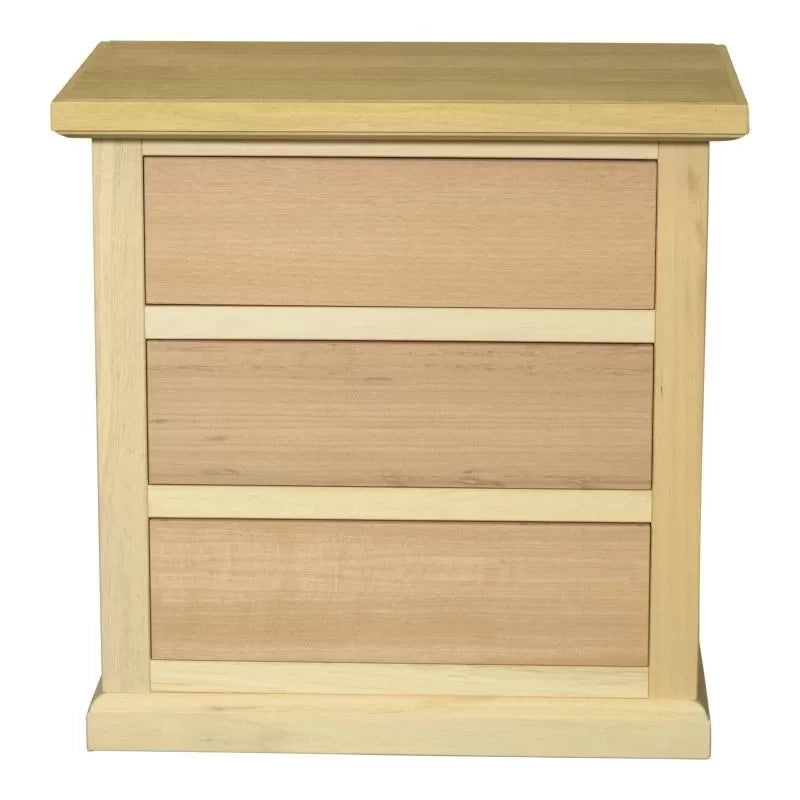 Comodino classico 3 cassetti in legno grezzo 60x35x64 - Mobili 2G
