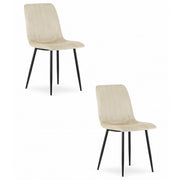Set di 2 sedie Lava in velluto beige chiaro e metallo nero