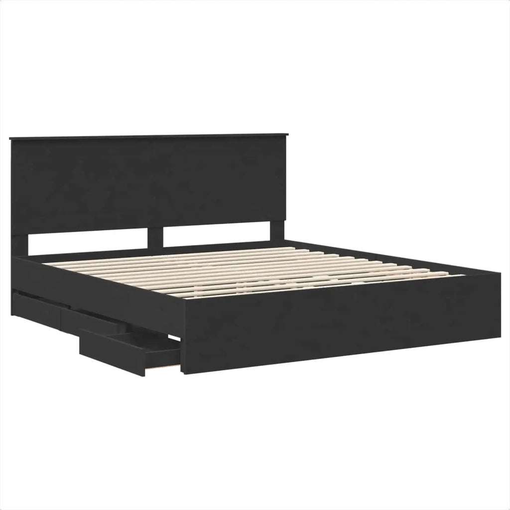Struttura del letto Nero 200 x 200 cm Legno Ingegnerizzato