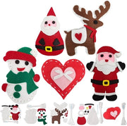 Pacchetto di 5 Set di Decorazioni di Natale per Ricamo - Vero Articolo per Ricamo - Natale - Babbo Natale/Snowman/Cerbiatto/Cuore - Sicuro e Riciclabile - Facile da Utilizzare - Kit di Ricamo per Bambini