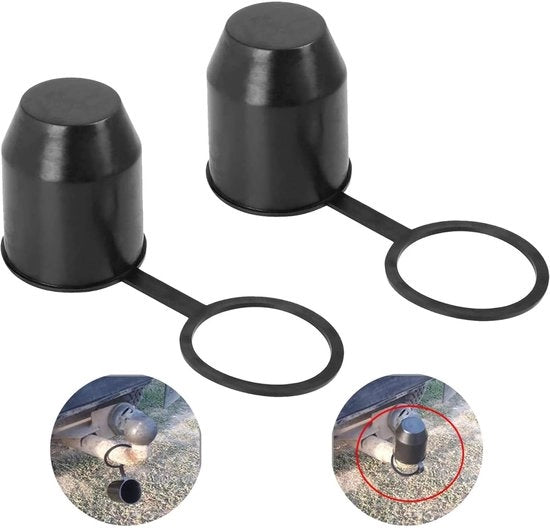 2 Pezzi di Cappuccio di Sostegno - Cappuccio a Sfera per Rimorchio - Con Anello - 7cm x 5,5cm - Cappucci di Sostegno - cappuccio di sostegno - cappuccio per rimorchio - nero
