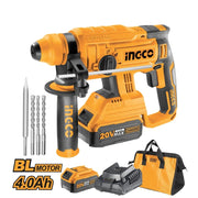 Martello demolitore brushless SDS Plus 20V con 2 batterie e accessori Ingco