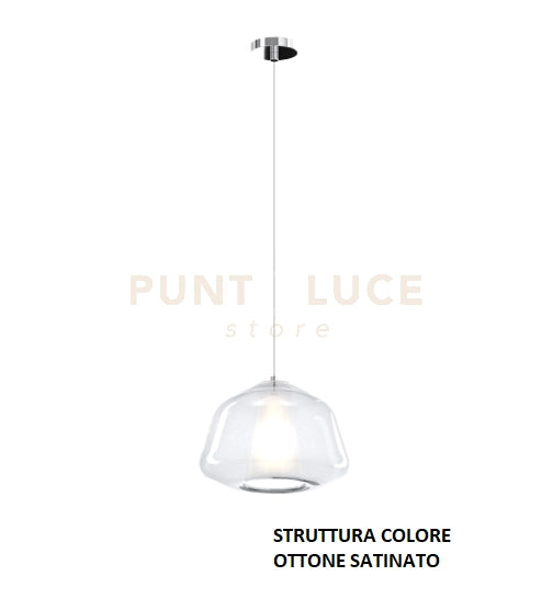 SOSPENSIONE OTTONE SAT. 1 LUCE VETRO ALPHA TRASPARENTE 1176OS-S1 ALPHA-TR
