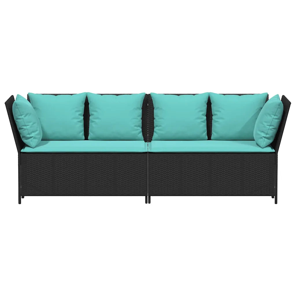 Divano da Giardino con Cuscini in Polyrattan Nero 4104130