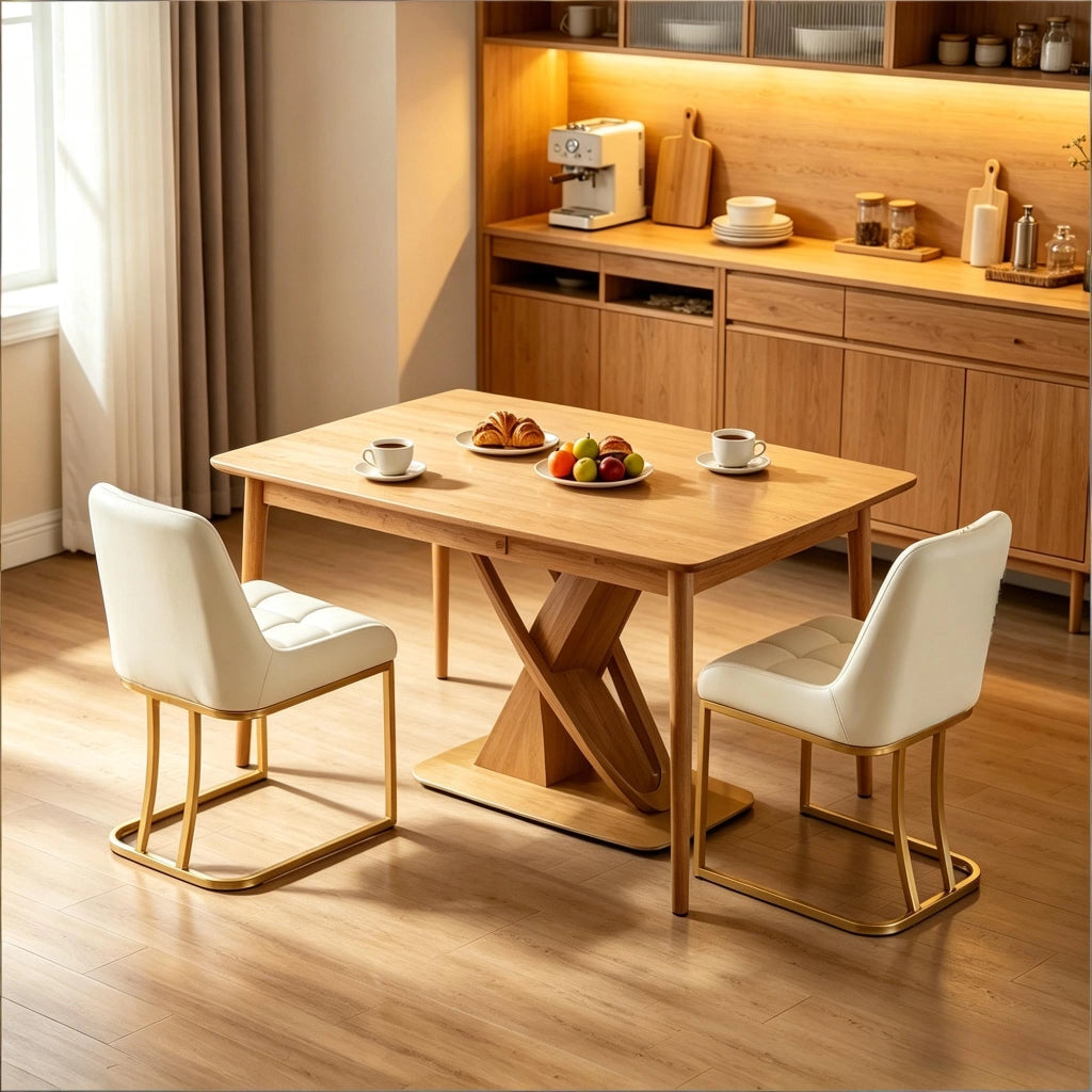 Set di 2 chaise da pranzo in velluto con schienale ergonomico e piedini regolabili in metallo beige