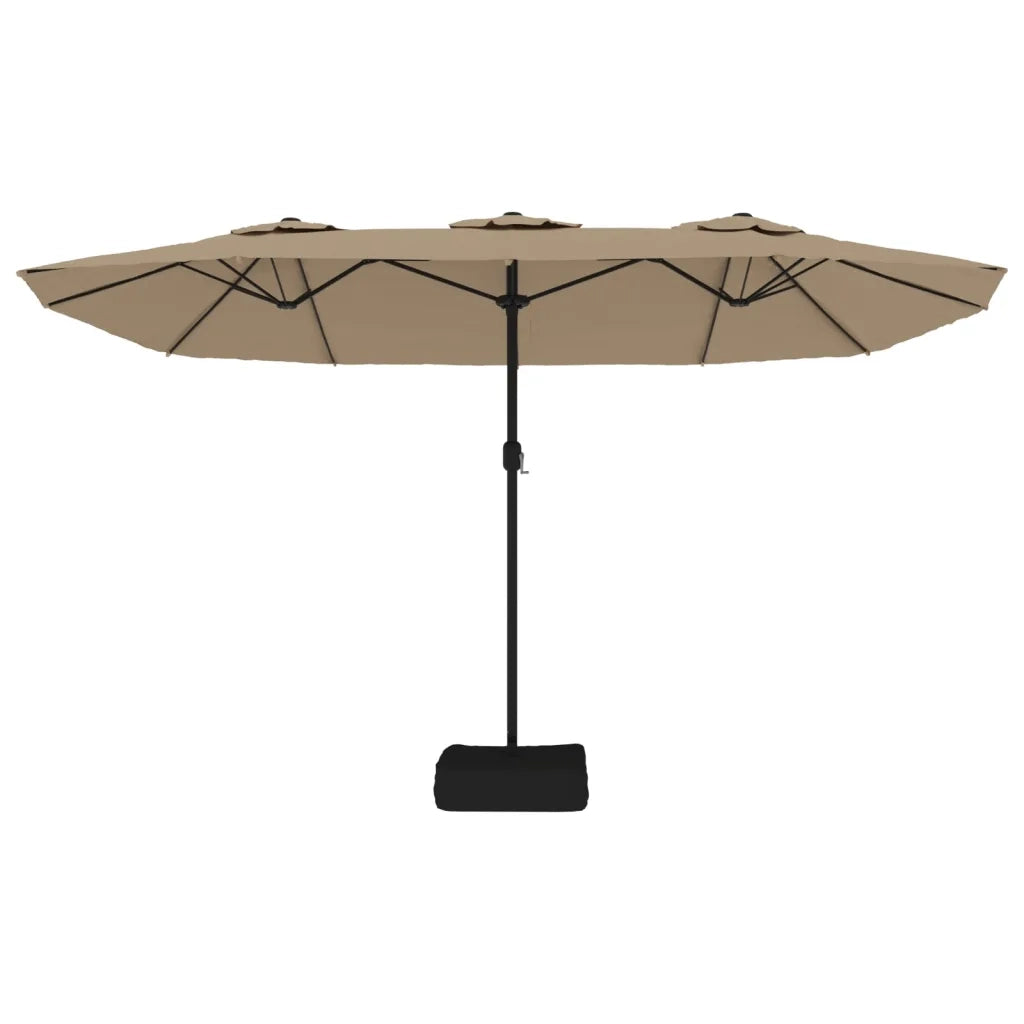 Ombrellone a Doppia Testa con LED Tortora 449x265 cm 362956