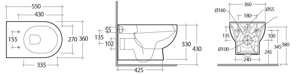 Vaso Sospeso Rimless Tonique Con Fissaggo Nascosto