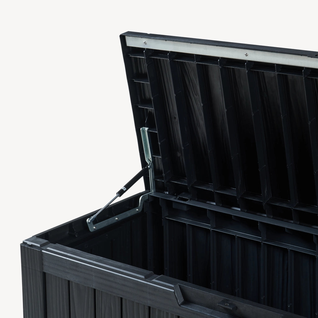 Baule da Giardino Vades Contenitore Multiuso 117 x 47 x 59 cm - Nero, Effetto Legno casa.pro