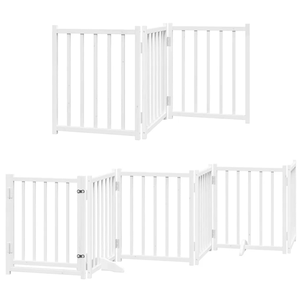 Cancello Cani Porta Pieghevole Bianco 12 Pannelli 600 cm Pioppo 3155704