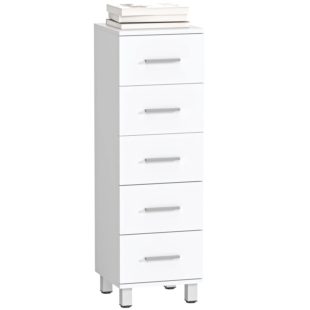 Armadietto Bagno Stretto con 5 Cassetti ¨C Zephmum ¨C Bianco 30x30x95 cm