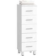 Armadietto Bagno Stretto con 5 Cassetti ¨C Zephmum ¨C Bianco 30x30x95 cm