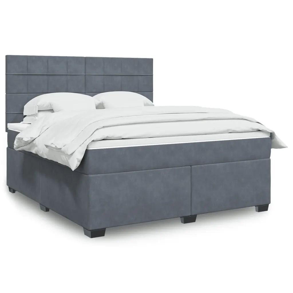 Giroletto a Molle con Materasso Grigio Scuro 180x200 cm Velluto 3290979