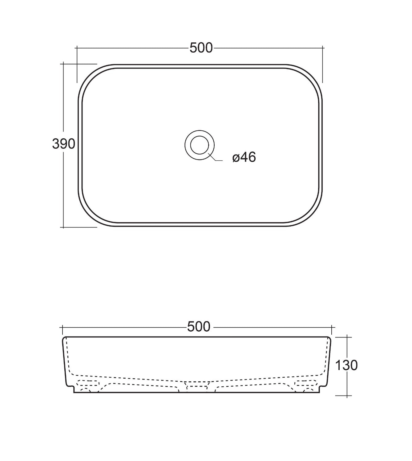Lavabo da Appoggio 50x39x13 cm in Ceramica TFT Helsinki 1 Bianco