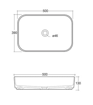 Lavabo da Appoggio 50x39x13 cm in Ceramica TFT Helsinki 1 Bianco