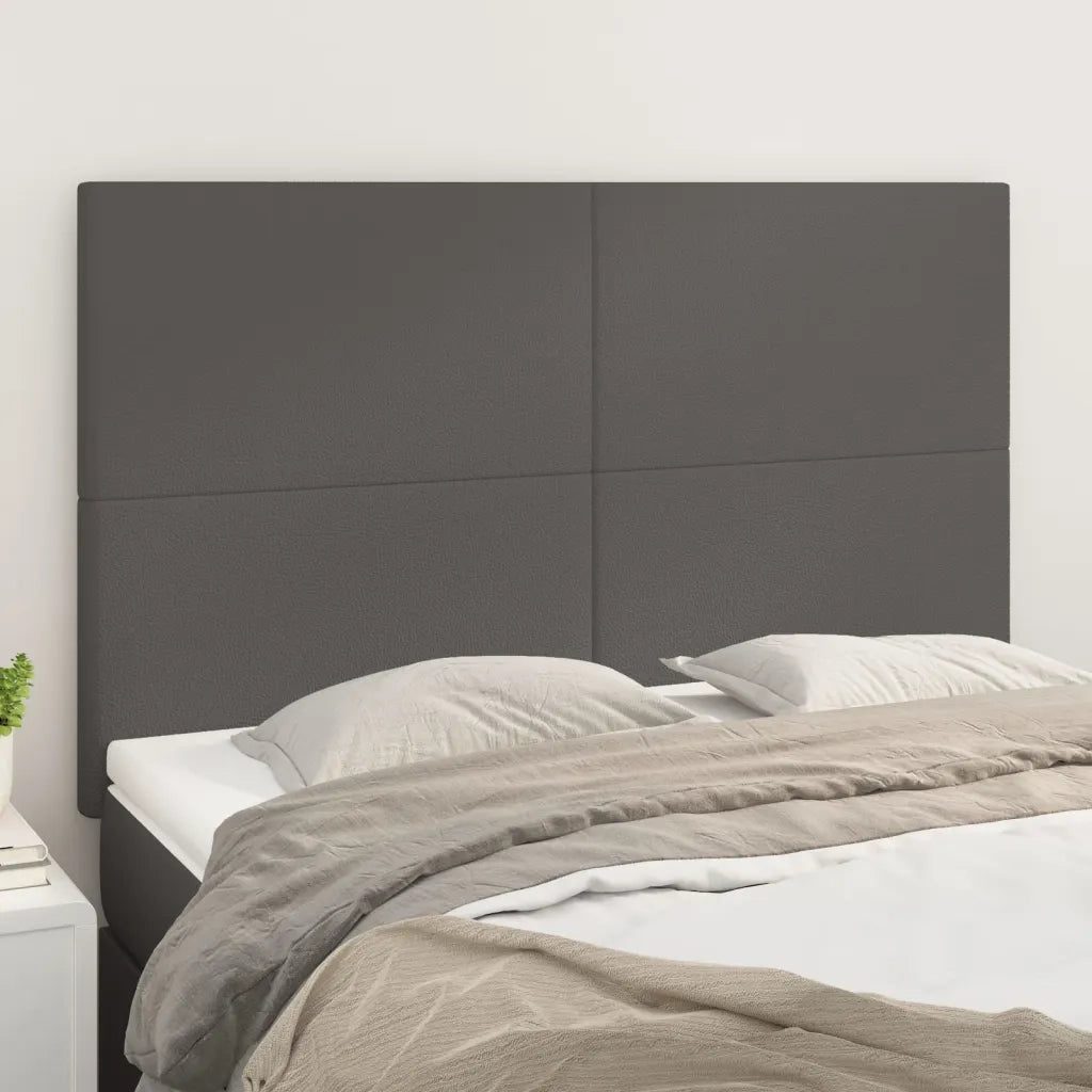 Testiera-Testata Decorativa Grigio 144x5x118/128 cm in Similpelle 578316