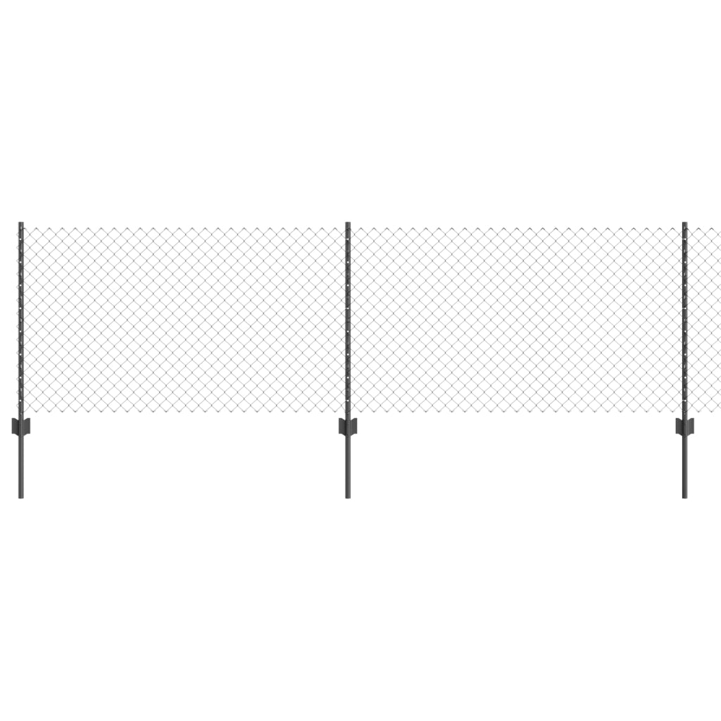 Recinzione in Rete Metallica con 10 Post U Grigio 0.8x10 m in Acciaio