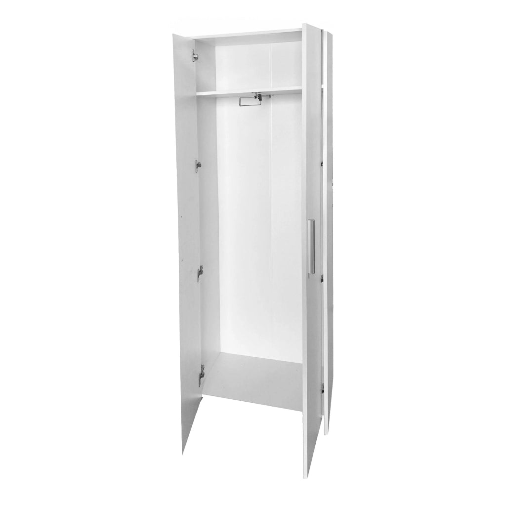 Guardaroba 2 ante Vinadio, Mobile camera da letto, Cabina armadio portabiti, Armadio appendiabiti, 65x38h197 cm, Bianco