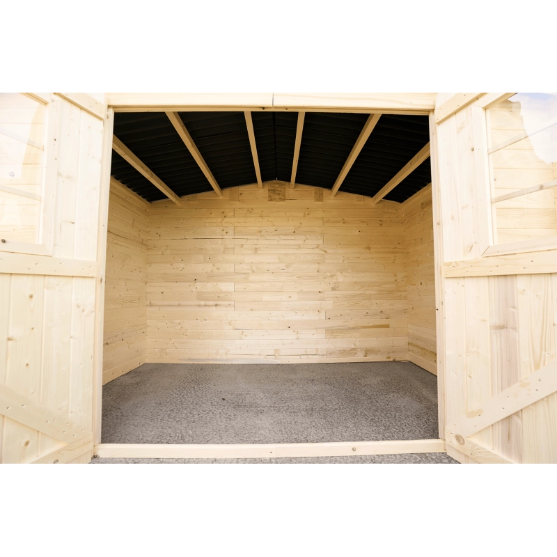 Casetta in legno da giardino con porta vetrata – 300x184 cm – tavole 20 mm, tetto bitumato e struttura compatta – AL3019.02N Foresta