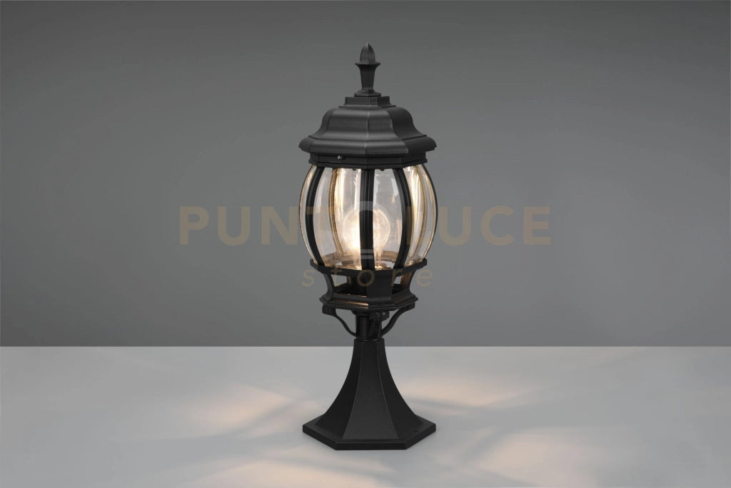 ELVO PALO SEGNAVIALI DA ESTERNO BOMBATO FUSIONE DI ALLUMINIO NERA E VETRO TRASPARENTE H. 49CM IP44 1 LUCE ATTACCO E27