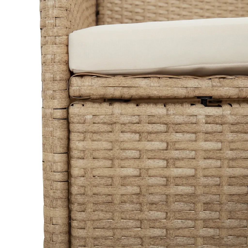 Set da Pranzo da Giardino 7 pz con Cuscini Beige in Polyrattan 3157578
