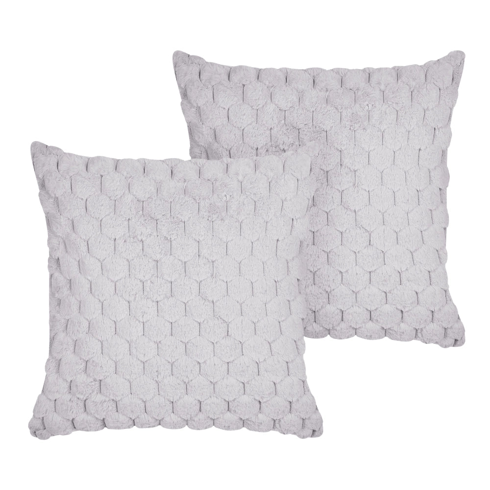 Set di 2 cuscini in ecopelle grigio chiaro con motivo a nido d'ape 43 x 43 cm soggiorno camera da letto