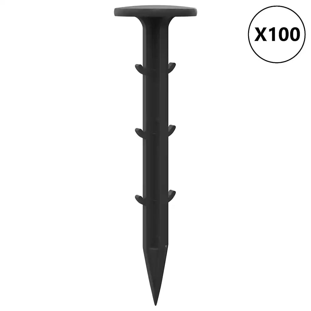 Picchetti da terra 100 pz Nero ?3 x 11 cm Plastica CFW3927726