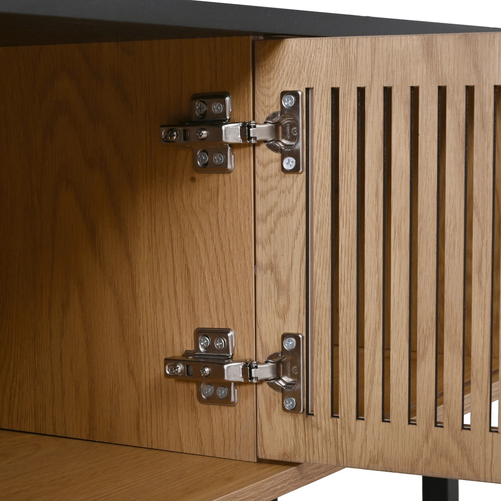 Mobile TV con 2 Ante Scorrevoli e 1 Anta a Griglia; Stile Moderno; 190??35??45 cm; in MDF e Pannello di Particelle; Rovere