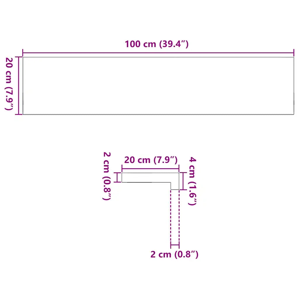 vidaXL Davanzali 2 pz Marrone Chiaro 100x20x2cm Legno Massello Rovere