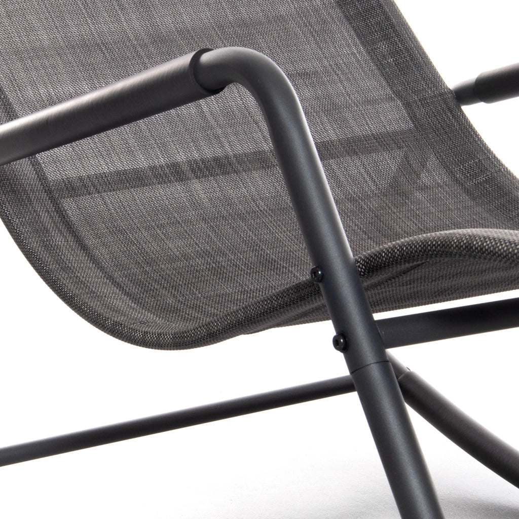 Sedia Sdraio a Dondolo da Giardino Rocking Lounge 143x57x81 cm in Textilene Grigio