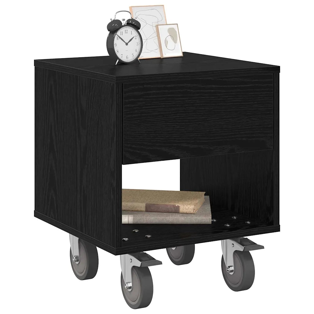 Set di 2 Comodini | Armadio da Notte | Mobiletto da notte Rovere Nero 40,5 x 40 x 48 cm Legno multistrato