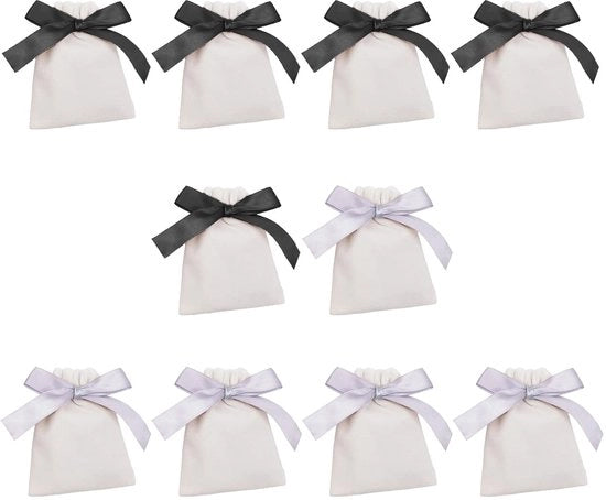 Borse di flanella in set da 10 pezzi - Borse di regalo - Borse per gioielli - Borse per dolci - Borse di regalo per matrimoni - Dimensioni 12x10 cm - Materiale flanella duraturo