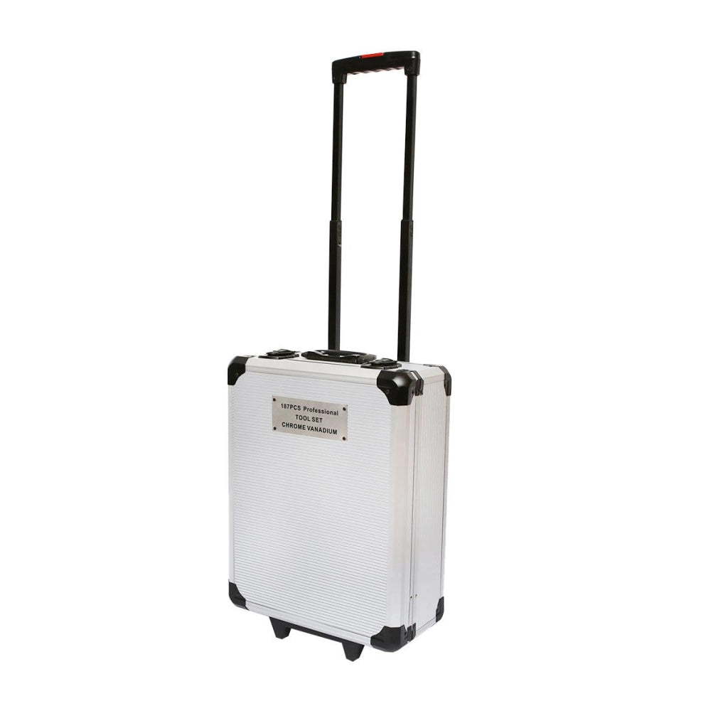 Trolley chiavi 187 pezzi Set valigia trolley in alluminio con attrezzi professionali in acciaio cromo-vanadio, 187 pezzi, Breckner Germany.