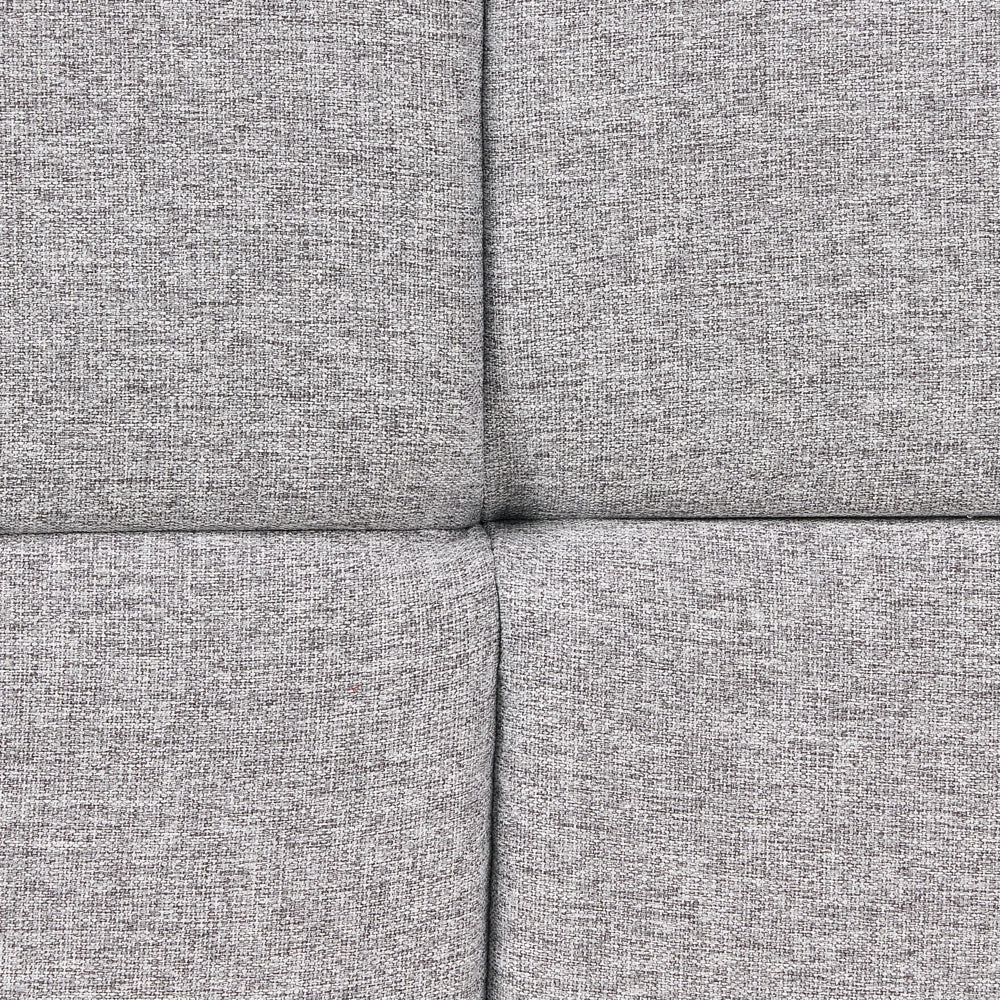 Divano imbottito a 3 posti in tessuto poliestere grigio con gambe nere braccioli stile moderno elegante