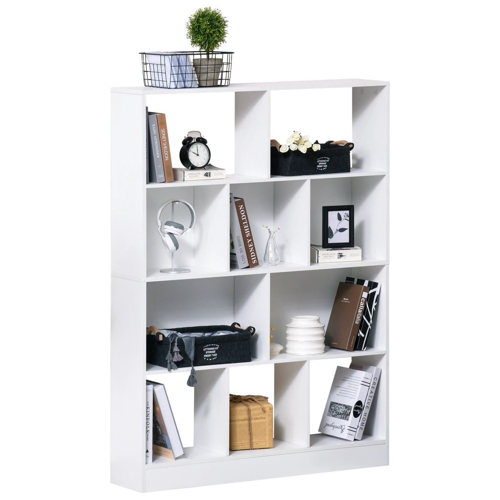 Libreria 4 Livelli 10 Scomparti ¨C zephmum ¨C Bianco 100x24x140