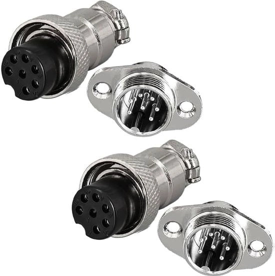 Connettore a 7 pin in metallo circolare - M12 flange - collegamento cavo - materiale resistente al calore - adatto a diverse applicazioni