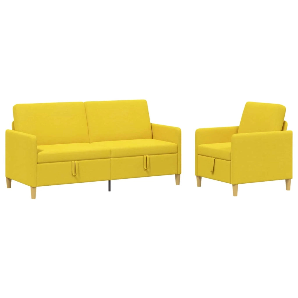 Set di Divani con Storage 2 pcs Giallo Chiaro Poliestere 3429214