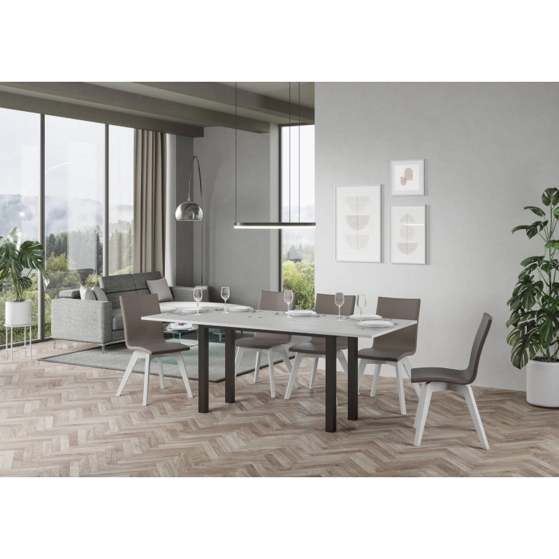 Tavolo apribile 120/200x45/90 cm Everyday Double telaio Antracite - Bianco Frassino